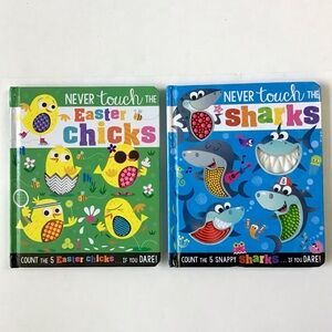 Never Touch the Easter Chicks, and Sharks Board Books Set Kids Sensory Textured